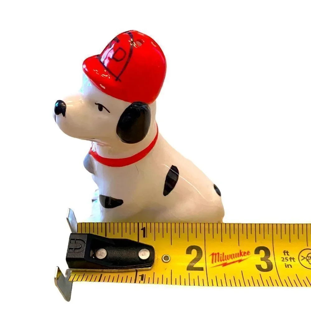Salt And Pepper Ceramic Shakers Red Fire Hydrant & Dalmatian Dog